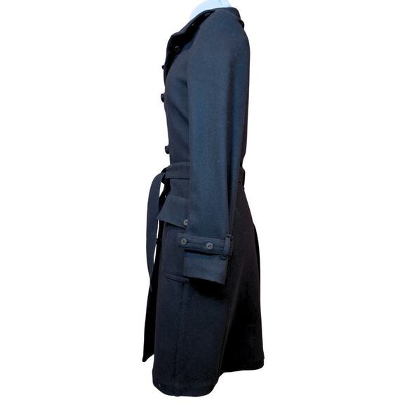 Burberry Black Trench Coat Wool Belted Single Breasted Long Jacket US10 UK12 - Picture 4 of 13